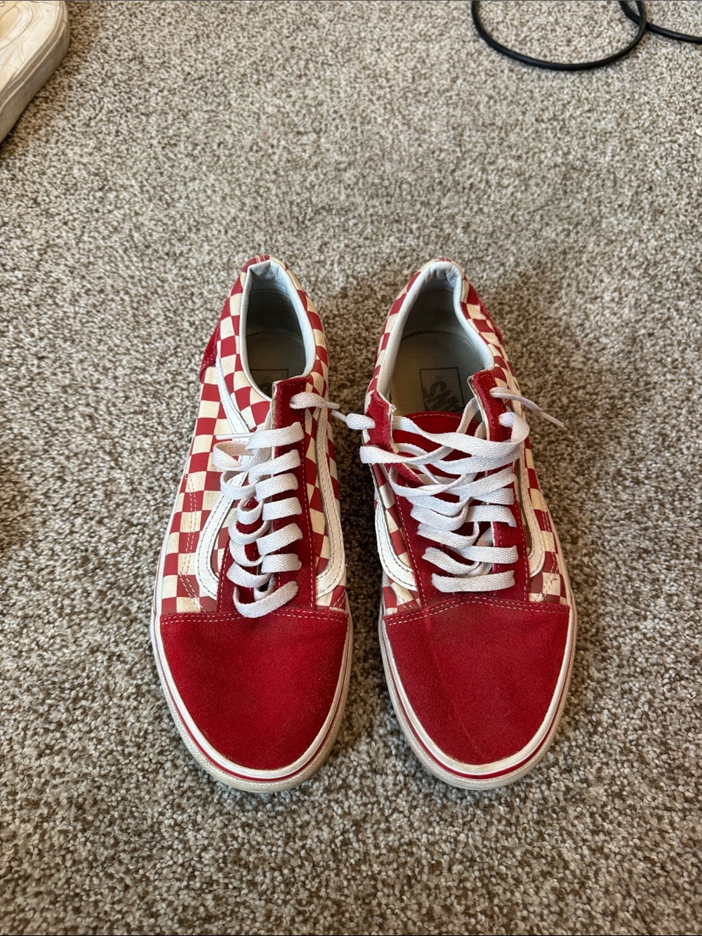 Vans Red and White Checkerboard Old Skool Sneakers